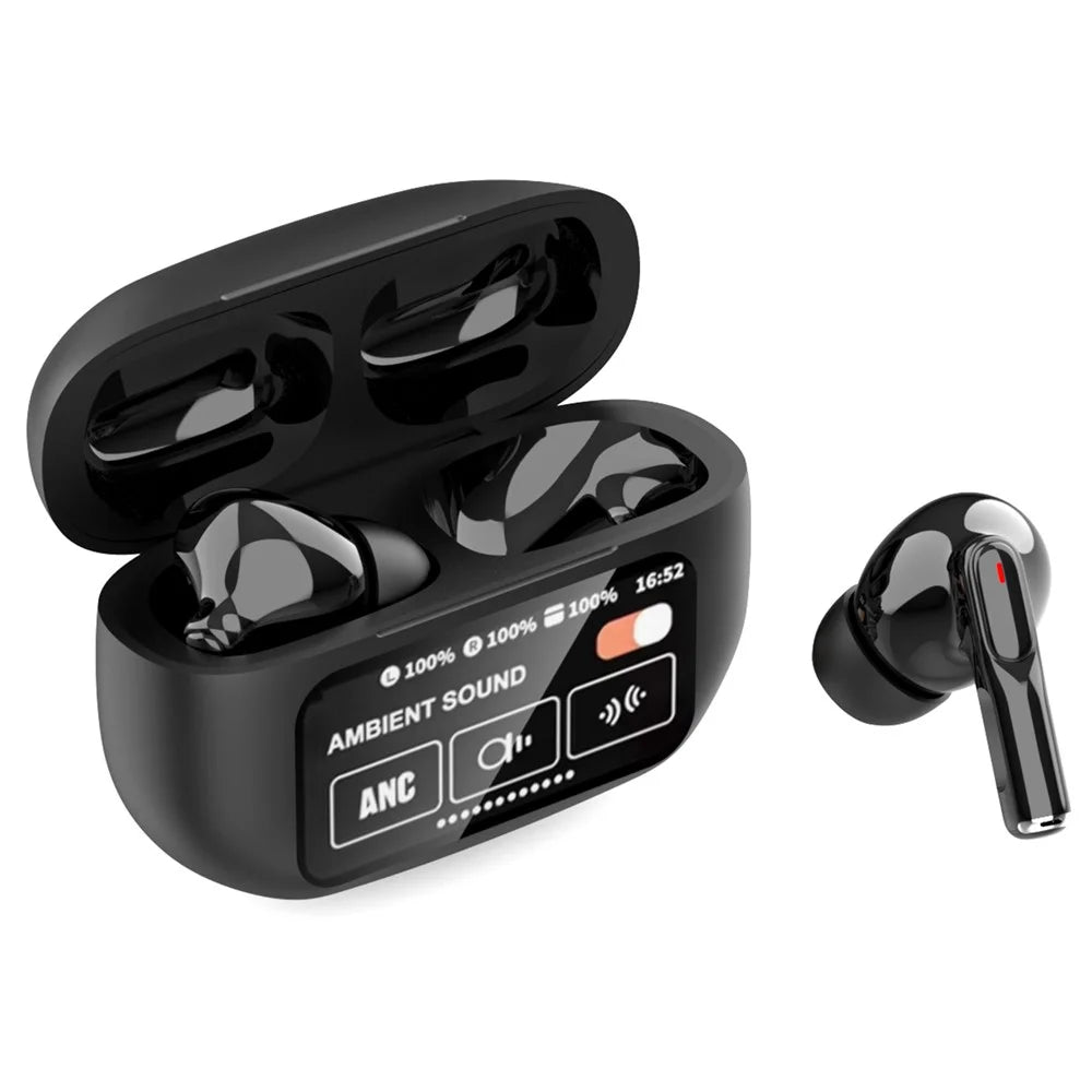 A9 Plus ANC ENC Noise Cancelling Bluetooth-Compatible Earphones Waterproof Wireless Headset - Black - 1