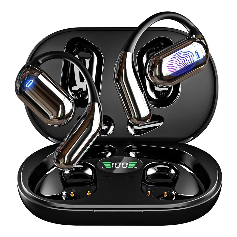 Q16 144 Languages AI Translation Earbuds OWS Open Ear Touch Control Bluetooth-compatible Earphones - Black - 1