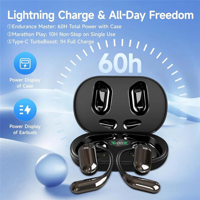 Q16 144 Languages AI Translation Earbuds OWS Open Ear Touch Control Bluetooth-compatible Earphones - Black - 3
