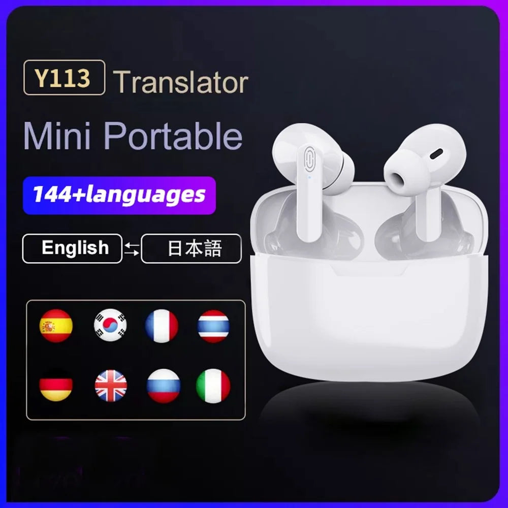 Y113 Smart Voice Translation Earbuds Multi Language Real Time Interpreter In Ear Bluetooth-Compatible Earphones - White - 6