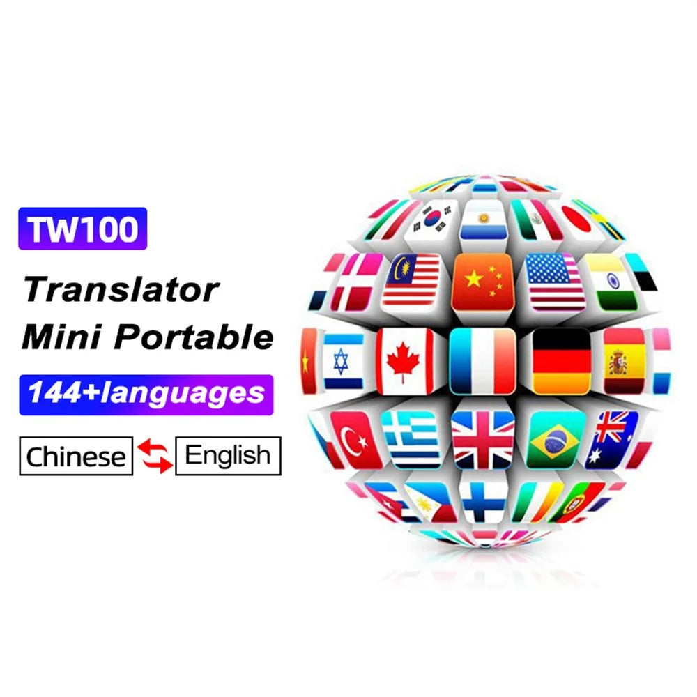 TW100 144 Languages Voice Translation Bluetooth-compatible Earbuds AI Photo Translation Video Call Interpreter Headphones - Black - 5