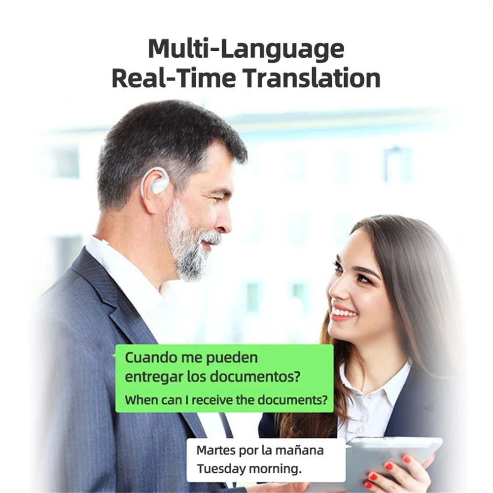 TW100 144 Languages Voice Translation Bluetooth-compatible Earbuds AI Photo Translation Video Call Interpreter Headphones - Black - 7