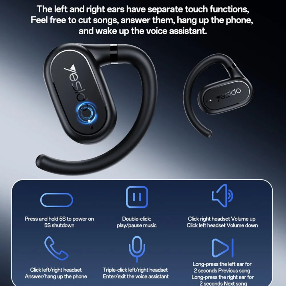 YESIDO YSP25 Open Ear Bluetooth-Compatible Earphones Bass Enhanced Waterproof Wireless Headset - 6