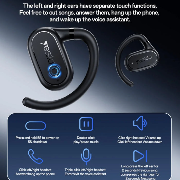 YESIDO YSP25 Open Ear Bluetooth-Compatible Earphones Bass Enhanced Waterproof Wireless Headset - 6