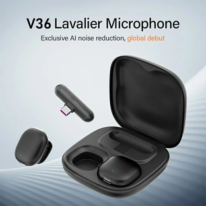 V36 For iPhone 15 / 16 / Android Mini AI Noise Cancelling Wireless Lavalier Microphone with USB-C Receiver - 2