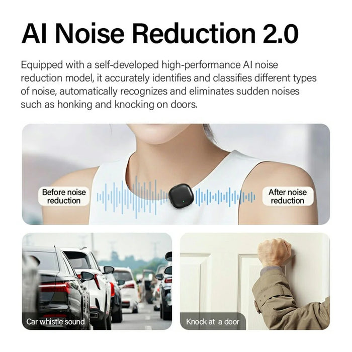 V36 For iPhone 15 / 16 / Android Mini AI Noise Cancelling Wireless Lavalier Microphone with USB-C Receiver - 7