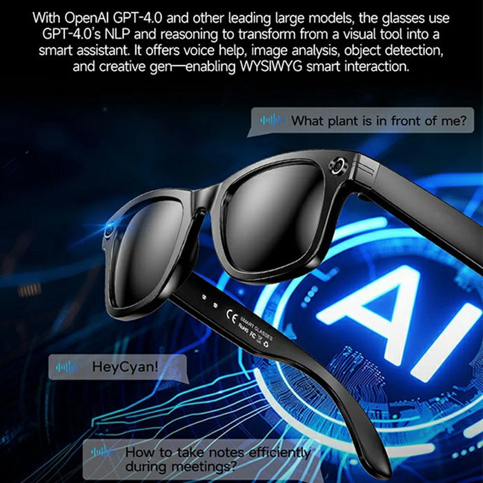 W610 Heycyan App Smart Glasses Photo Video Recording AI Translation 8MP Camera WiFi Bluetooth-Compatible Glasses - Anti Blue Light Lenses - 5