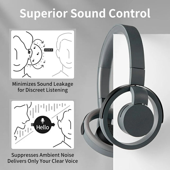 LC6200 Bluetooth-Compatible Foldable Headphone Open-Ear Wireless ENC Noise Cancelling Headset - Black - 5