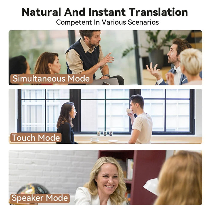 V18 Real-Time Translation Earphones Global Travel Meetings 200+ Languages Translation Headset - Beige - 5