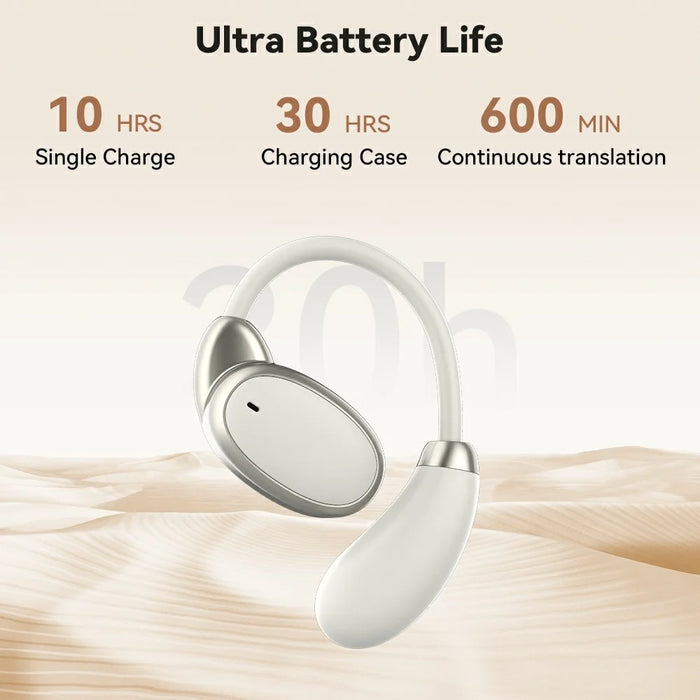V18 Real-Time Translation Earphones Global Travel Meetings 200+ Languages Translation Headset - Beige - 6