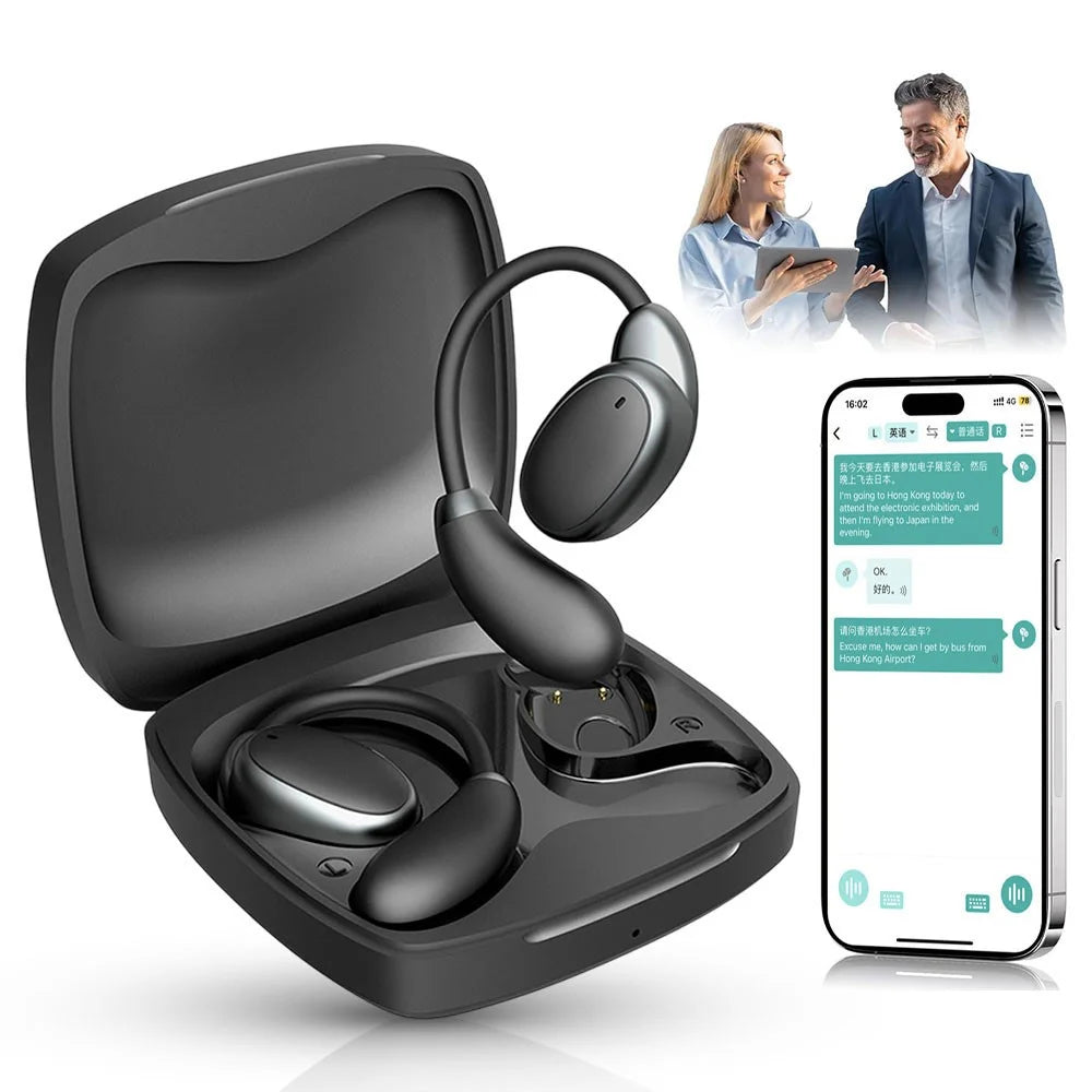 V13 AI Translation Headset Multi Languages Real Time Interpretation Bluetooth-Compatible Earphones - 1