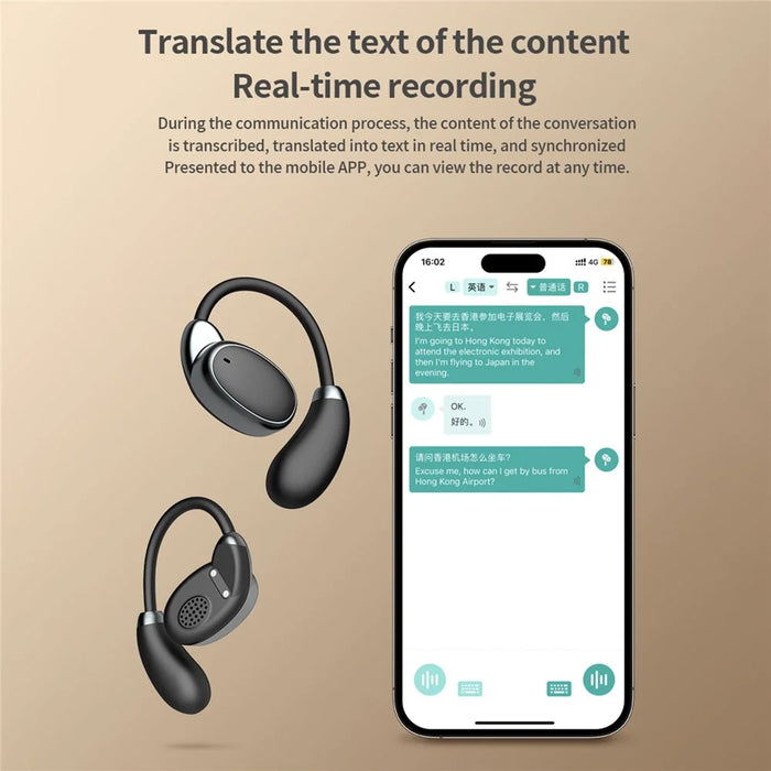 V13 AI Translation Headset Multi Languages Real Time Interpretation Bluetooth-Compatible Earphones - 3