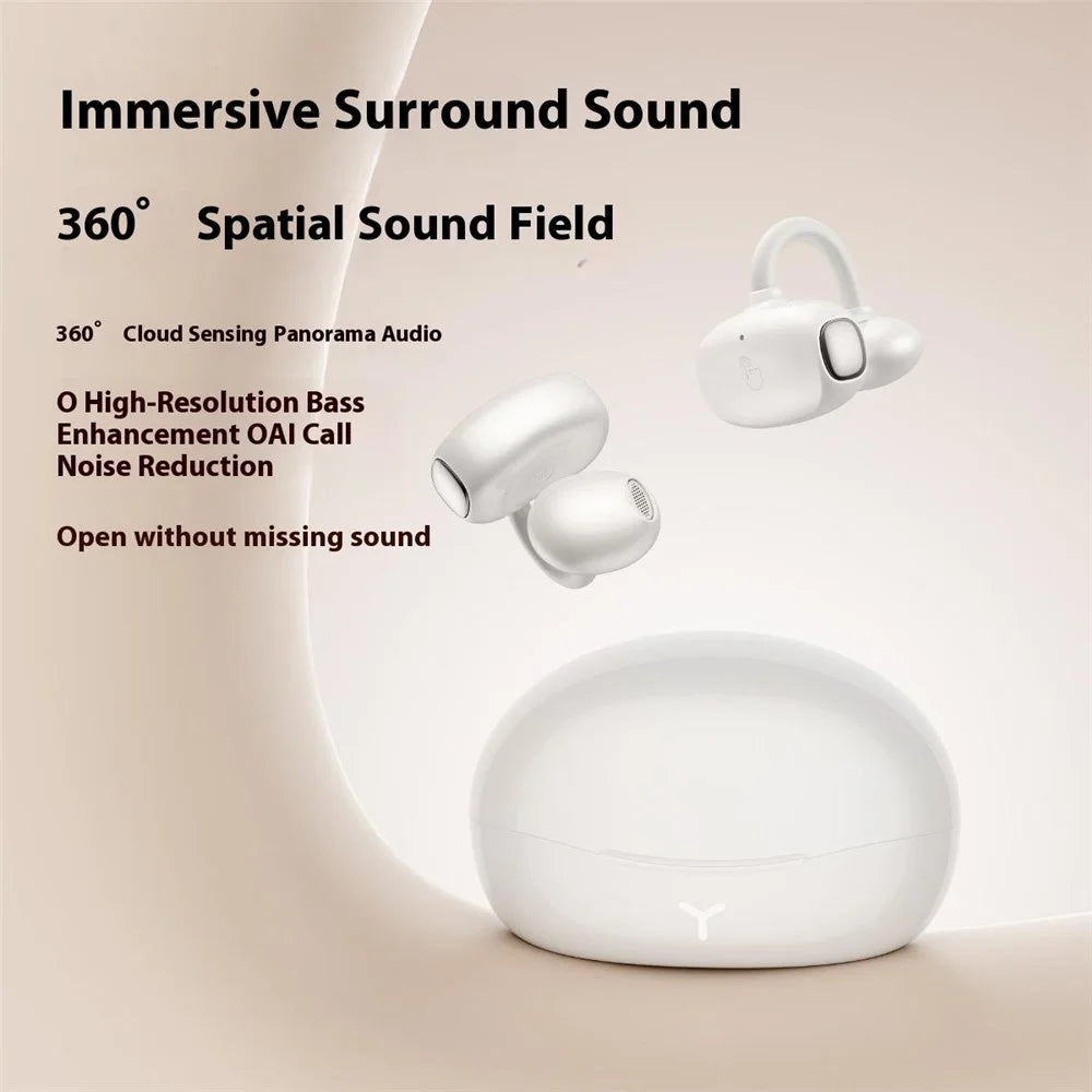 HM22 AI Translation Smart Noise Reduction Touch Control Sports Earbuds Bluetooth-compatible Ear Clip Headphones - White - 2