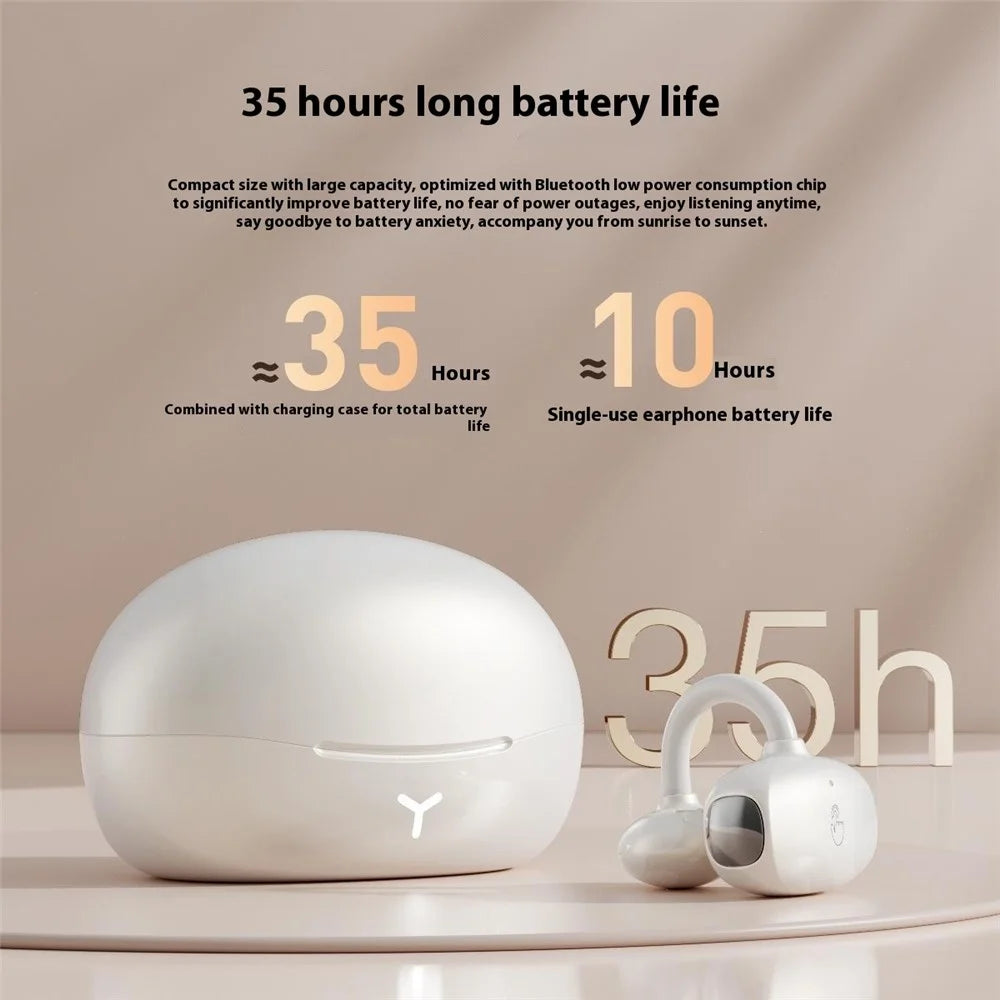 HM22 AI Translation Smart Noise Reduction Touch Control Sports Earbuds Bluetooth-compatible Ear Clip Headphones - White - 3