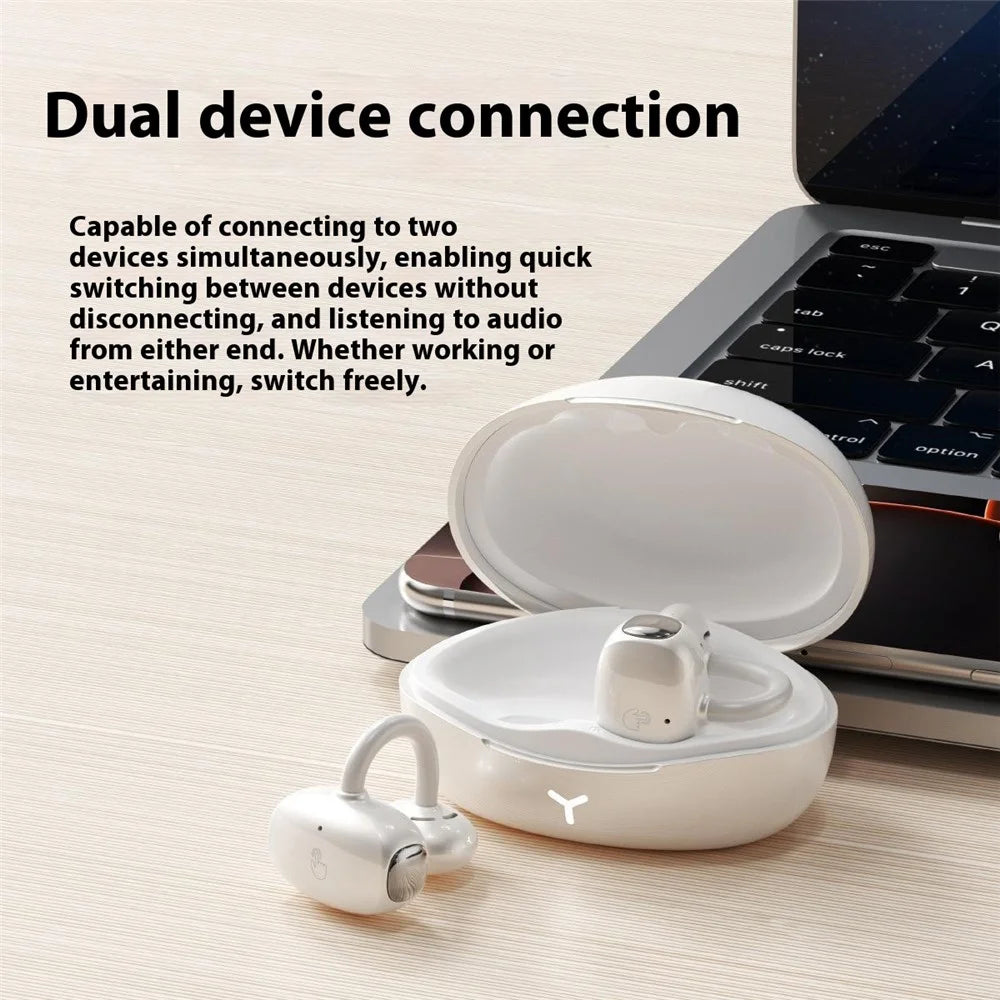 HM22 AI Translation Smart Noise Reduction Touch Control Sports Earbuds Bluetooth-compatible Ear Clip Headphones - White - 4