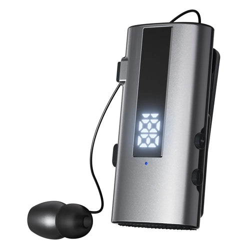 K92 Clip-On Earphone Business Bluetooth-Compatible LED Display Wireless Headset Single Microphone 50H Playtime - Grey - 1