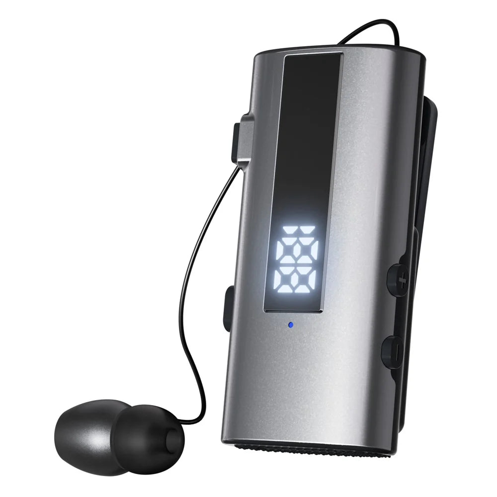 K92 Clip-On Earphone Business Bluetooth-Compatible LED Display Wireless Headset Single Microphone 50H Playtime - Grey - 1