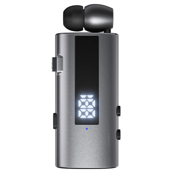 K92 Clip-On Earphone Business Bluetooth-Compatible LED Display Wireless Headset Single Microphone 50H Playtime - Grey - 2
