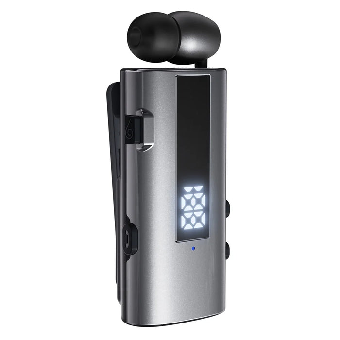 K92 Clip-On Earphone Business Bluetooth-Compatible LED Display Wireless Headset Single Microphone 50H Playtime - Grey - 3