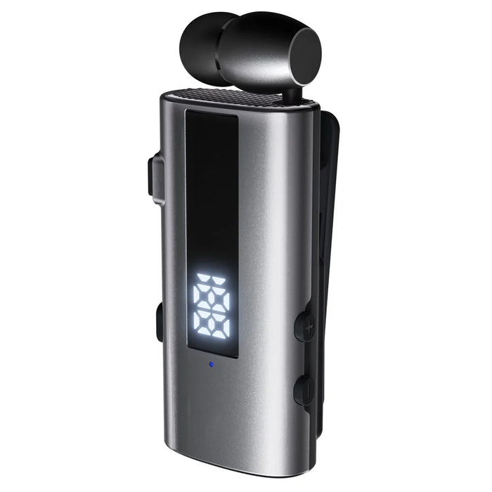 K92 Clip-On Earphone Business Bluetooth-Compatible LED Display Wireless Headset Single Microphone 50H Playtime - Grey - 4