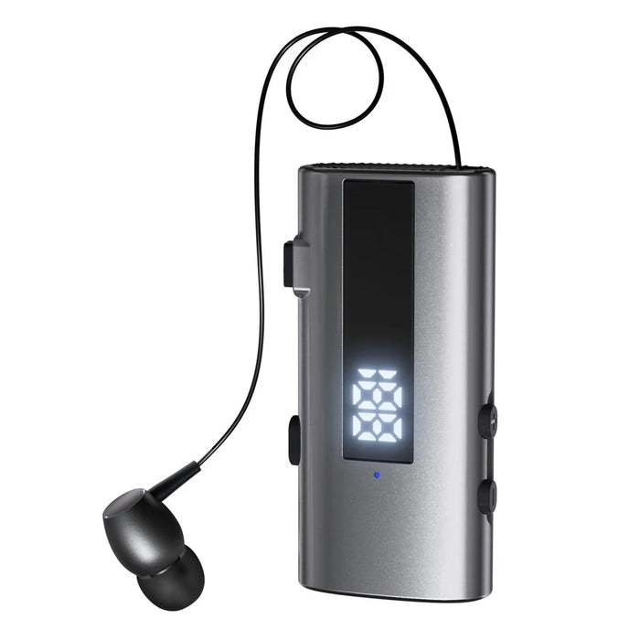 K92 Clip-On Earphone Business Bluetooth-Compatible LED Display Wireless Headset Single Microphone 50H Playtime - Grey - 5