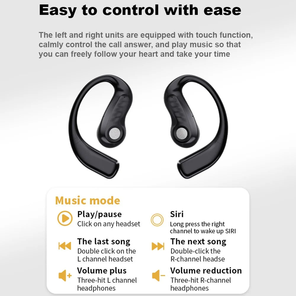 LX90 Ear Hook Design Sports Earphones Touch Control TWS Bluetooth-compatible Wireless Earbuds - Black - 3