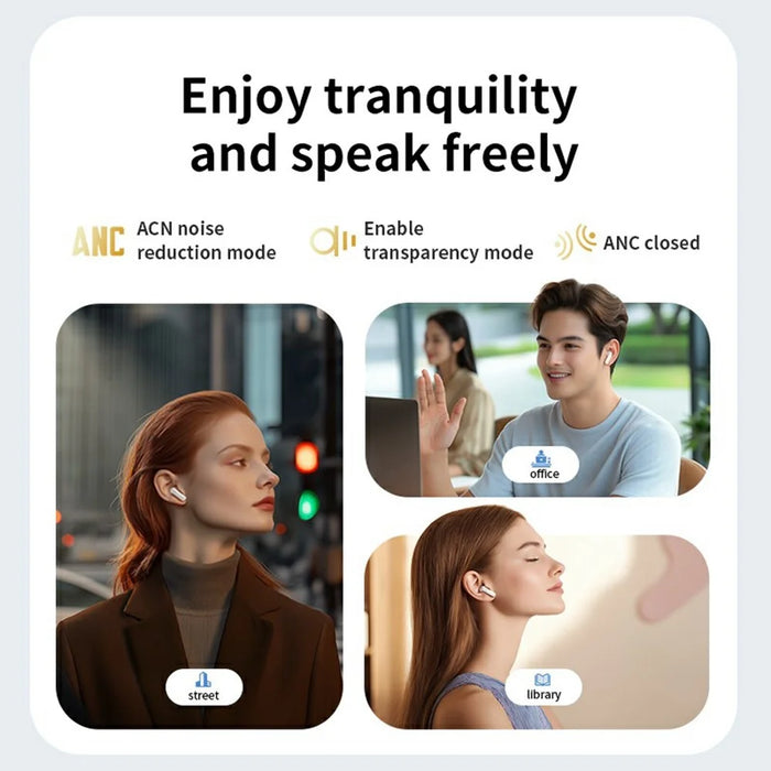 LX50 Bluetooth-Compatible Earphones In Ear ANC Noise Cancelling Headset with Touch Control Color Screen Charging Case - White - 4