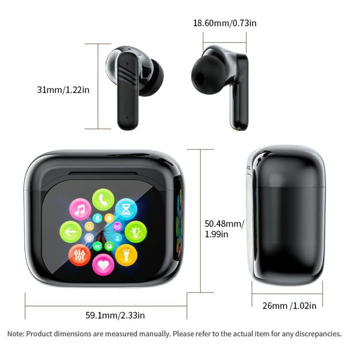 LX50 Bluetooth-Compatible Earphones In Ear ANC Noise Cancelling Headset with Touch Control Color Screen Charging Case - White - 7