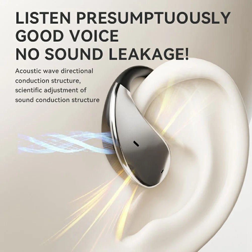 Q39 Pro Bluetooth-Compatible Earphones Support TF Card OWS Earhook Headsets with Color Screen Charging Case - Black - 5