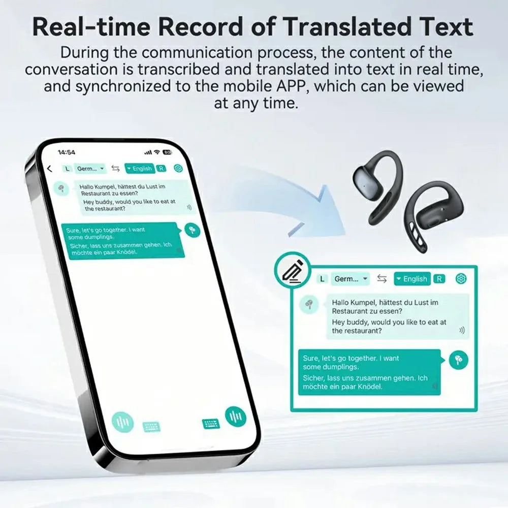 V22 Real-Time Translation Headset Multi-Language Interpretation Conference Travel Abroad Smart Earphones - 3