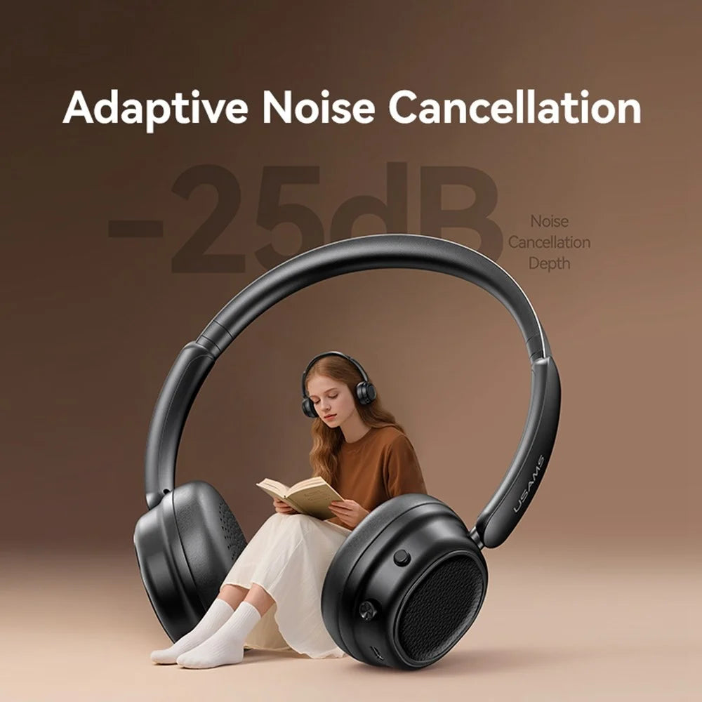 USAMS Free SR01 ANC Noise Cancellation Headphones Over Ear Bluetooth-compatible Music Earphones - 6