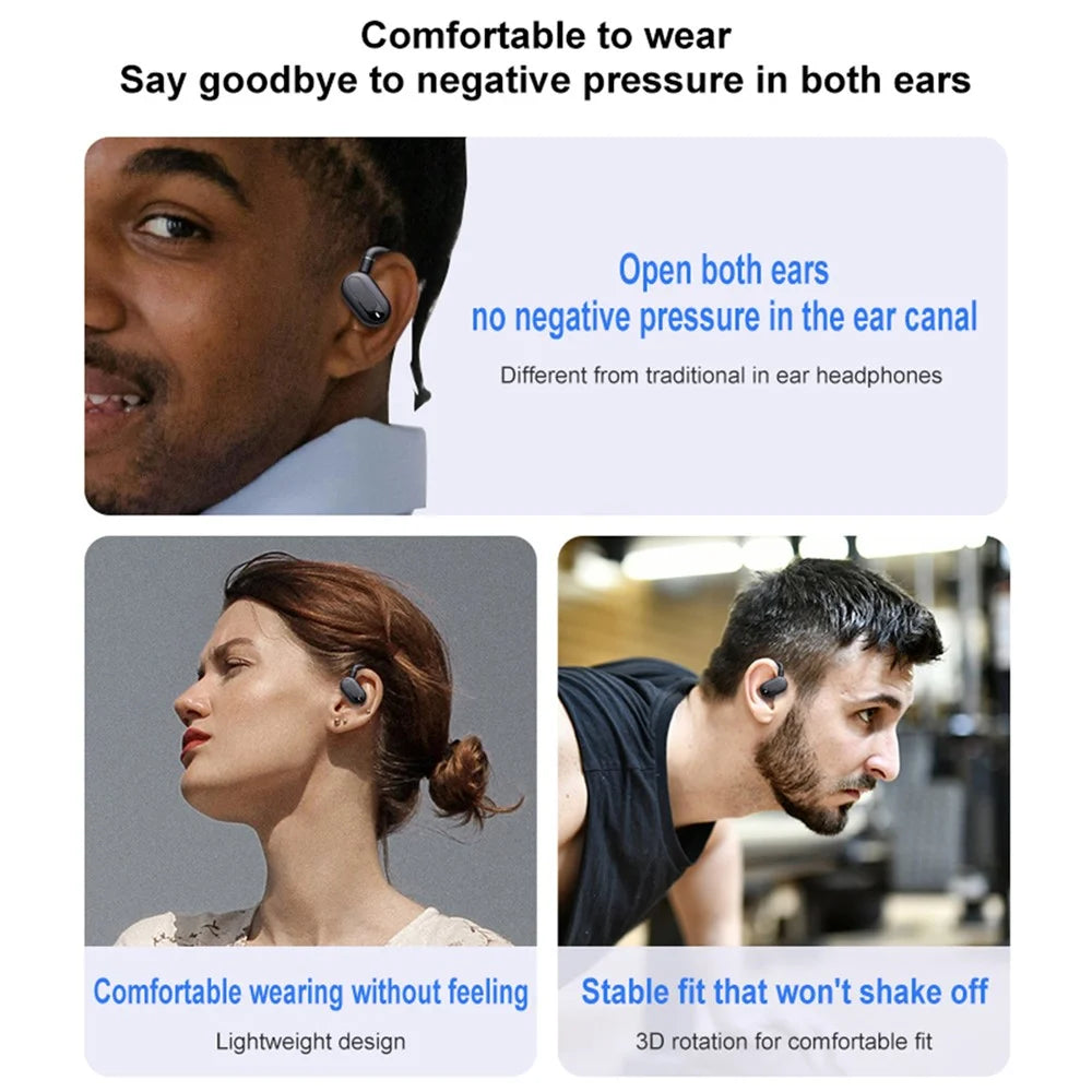 Open Ear Wireless Earbuds Bluetooth-Compatible 5.4 Headphones for Outdoor Running Sports Stereo - Black - 5