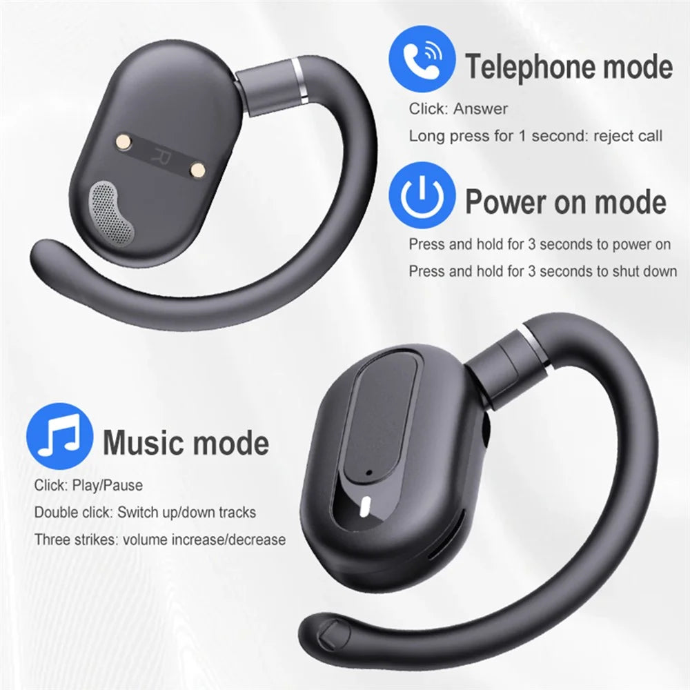 Open Ear Wireless Earbuds Bluetooth-Compatible 5.4 Headphones for Outdoor Running Sports Stereo - Black - 7