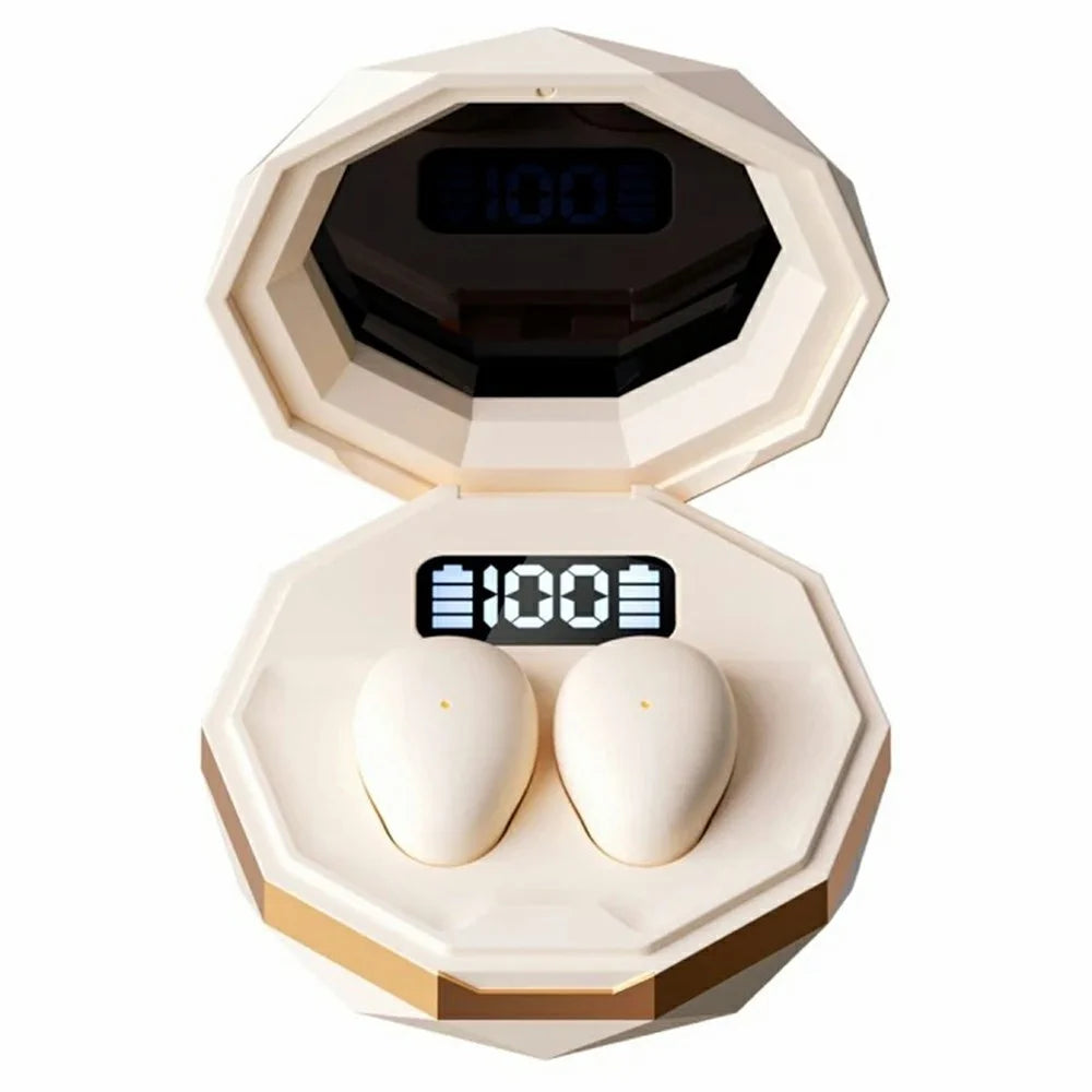 MY001 Sleep TWS Bluetooth-Compatible Earbuds In-Ear Music Earphones with Digital Display Charging Case - Nude - 1
