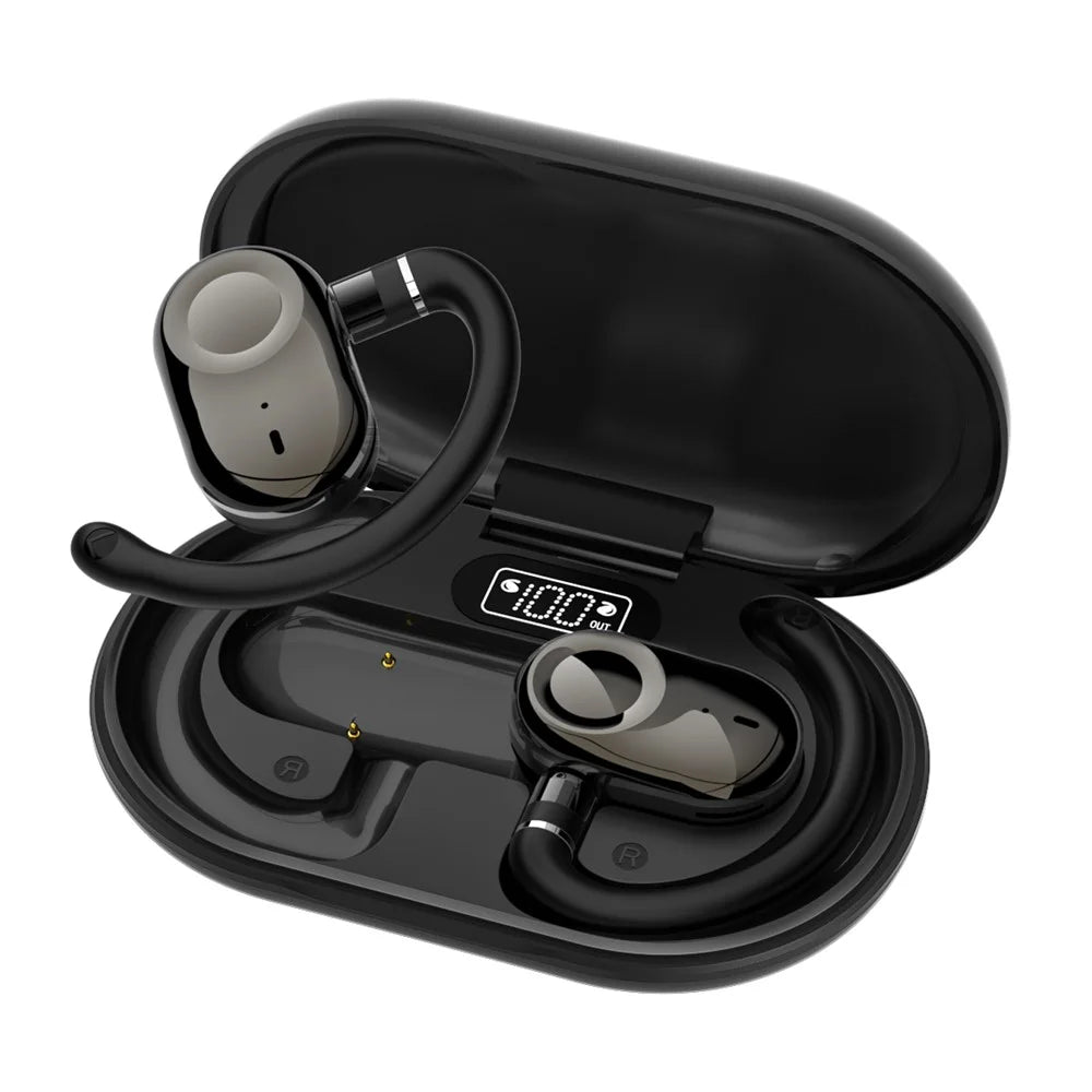 BT 5.4 AI Smart Translator Earbuds Open Ear Design Multi-Angle Adjustable Language Translation - Black - 1