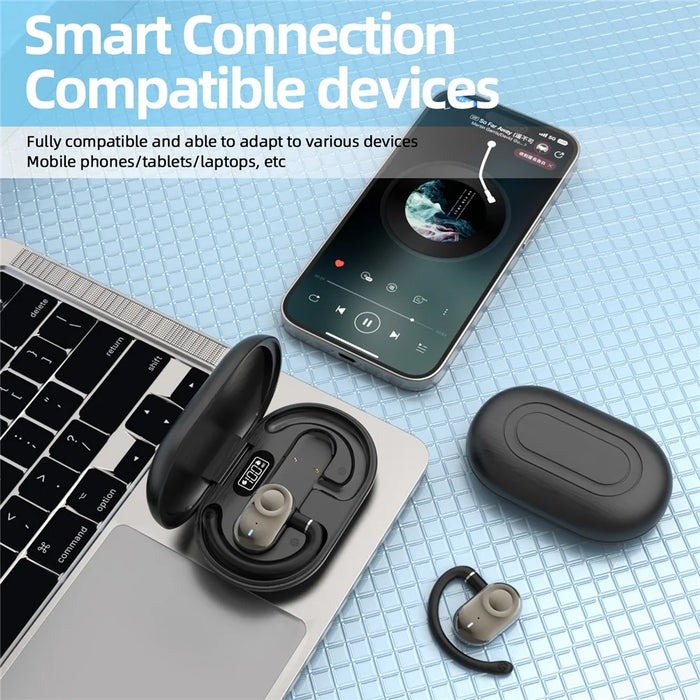 BT 5.4 AI Smart Translator Earbuds Open Ear Design Multi-Angle Adjustable Language Translation - Black - 5