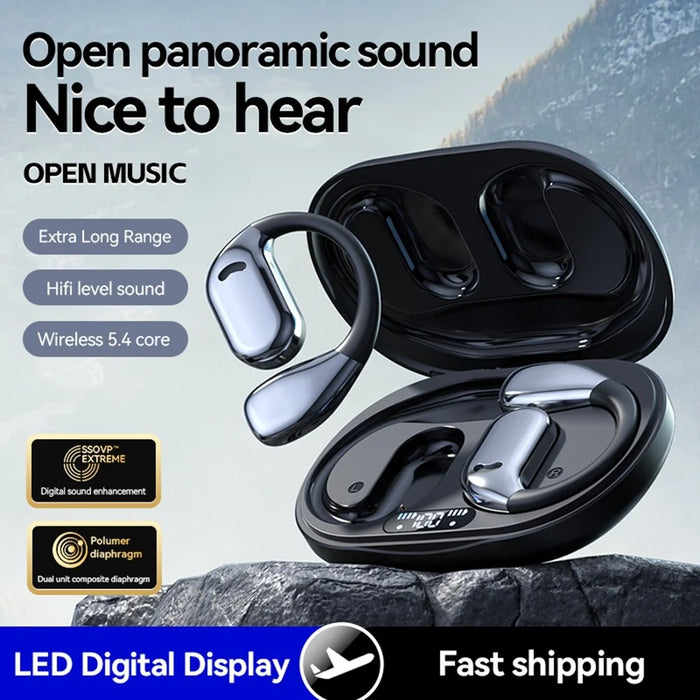 Smart AI Translation Earbuds ANC Noise Cancellation Multilingual Translator Open Ear Bluetooth-compatible Earphones - Black - 3