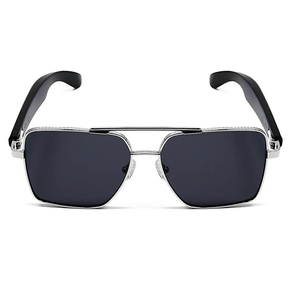 GT-30 AI Translation Smart Glasses HD Audio Bluetooth-compatible Music Calling UV Protection Sunglasses - Silver+Grey - 1