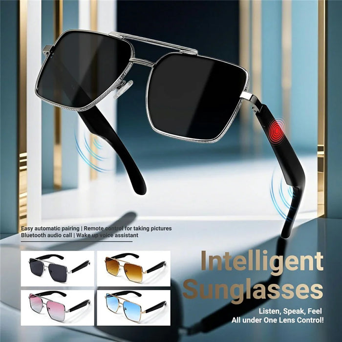 GT-30 AI Translation Smart Glasses HD Audio Bluetooth-compatible Music Calling UV Protection Sunglasses - Silver+Grey - 4