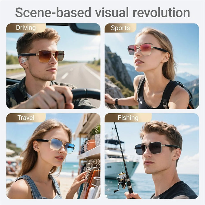 GT-30 AI Translation Smart Glasses HD Audio Bluetooth-compatible Music Calling UV Protection Sunglasses - Silver+Grey - 7