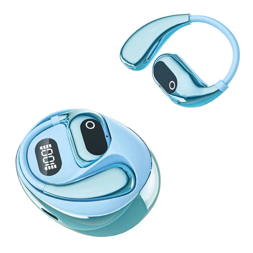 BT 5.4 Mini Sport Earbuds Smart Digital Display Wireless Earhooks Headphones for Running / Workout - Blue - 1