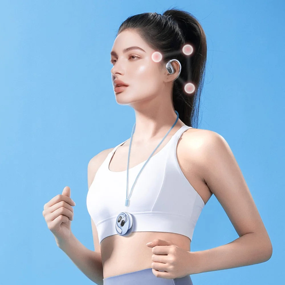 BT 5.4 Mini Sport Earbuds Smart Digital Display Wireless Earhooks Headphones for Running / Workout - Blue - 3
