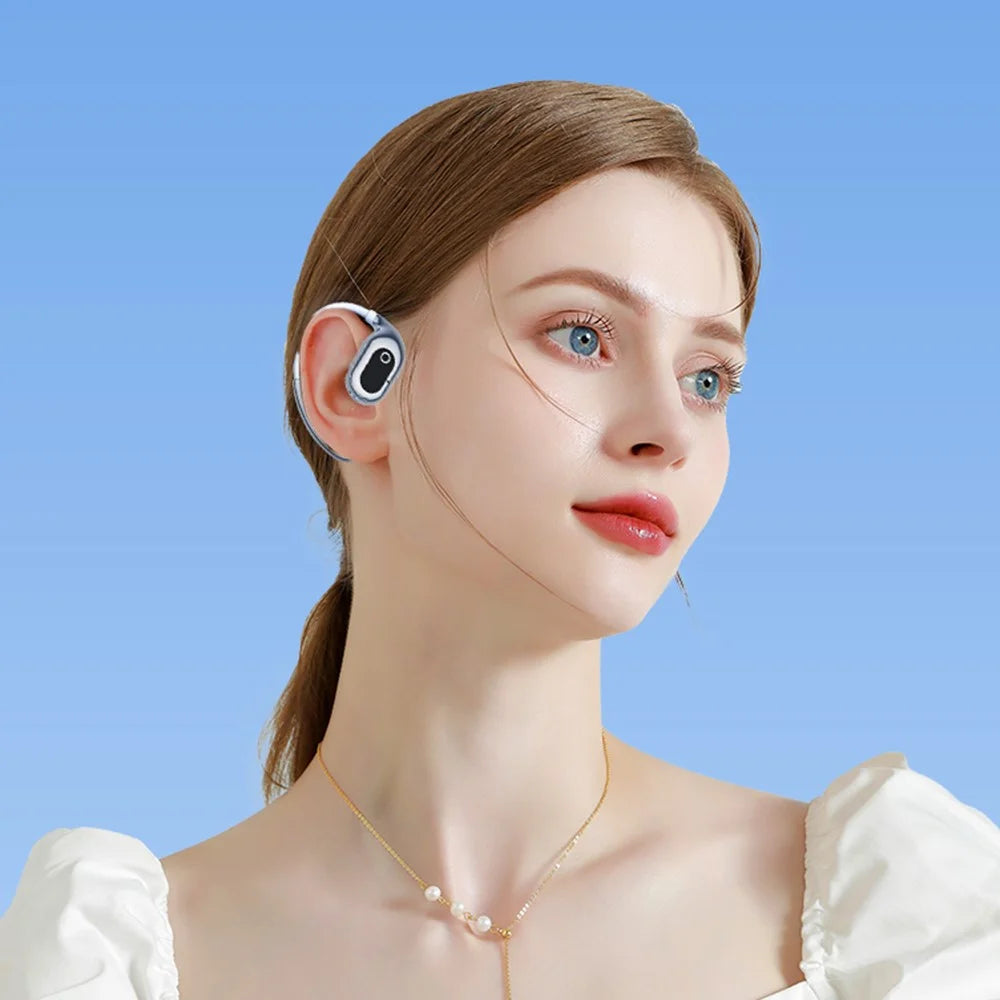 BT 5.4 Mini TWS Earbuds Smart Digital Display Earhook Wireless Sports Headset AI Translation Headphones - Black - 2