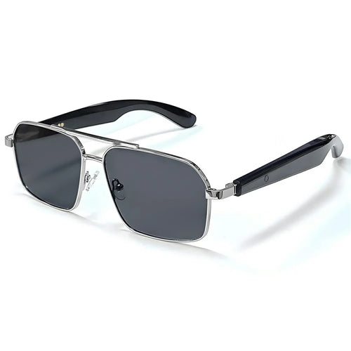 GT-31 UV400 Protection Sunglasses HD Audio Bluetooth-compatible Music Call  AI Translation Smart Glasses - Silver+Grey - 1