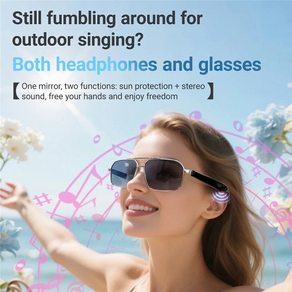 GT-31 UV400 Protection Sunglasses HD Audio Bluetooth-compatible Music Call  AI Translation Smart Glasses - Silver+Grey - 3