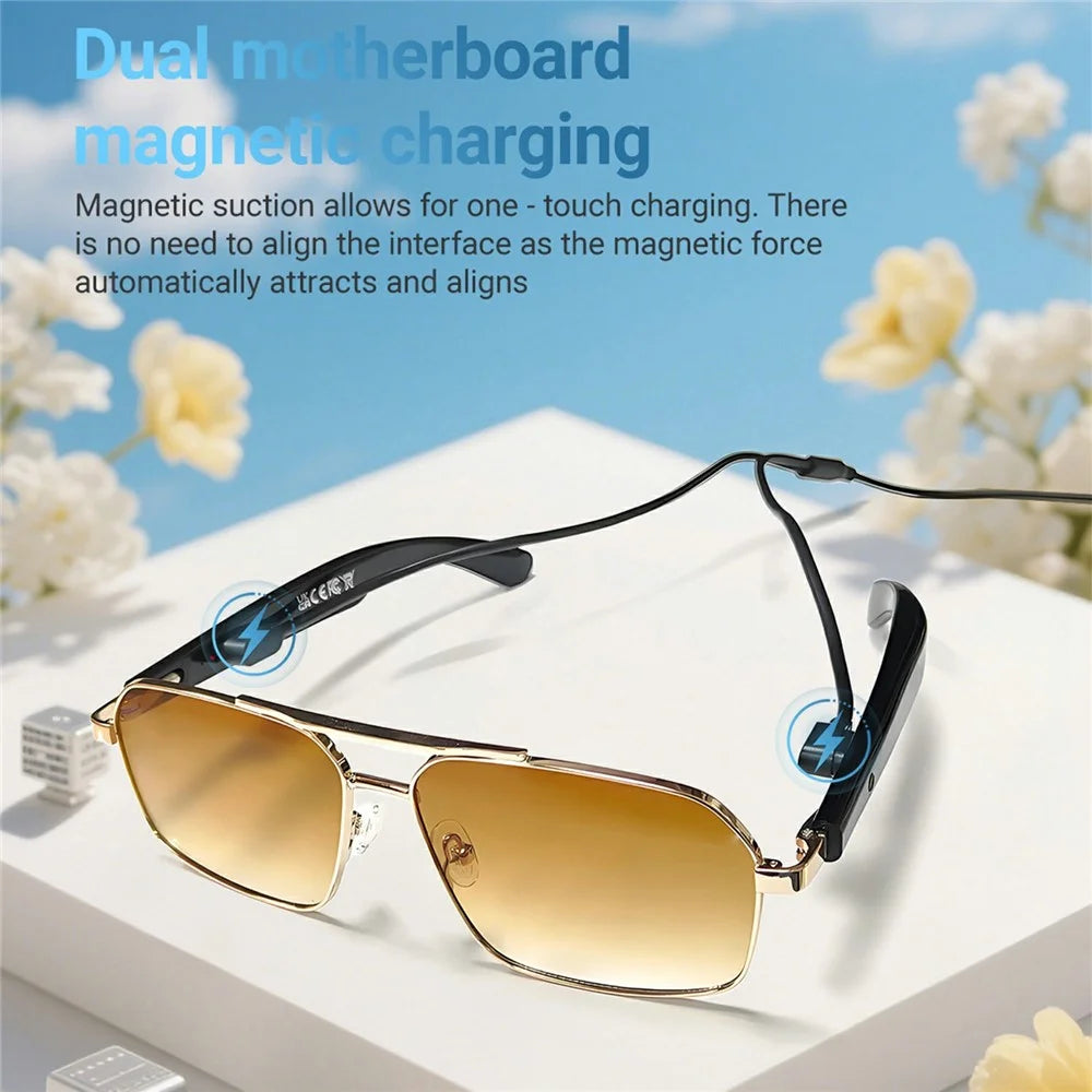 GT-31 UV400 Protection Sunglasses HD Audio Bluetooth-compatible Music Call  AI Translation Smart Glasses - Silver+Grey - 7