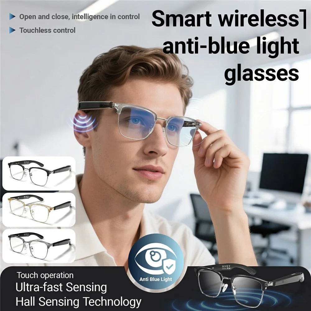 GT-33 AI Translation Smart Glasses Anti Blue Light Eyeglasses Support Bluetooth-compatible Music / Call - Gold+Tawny - 3