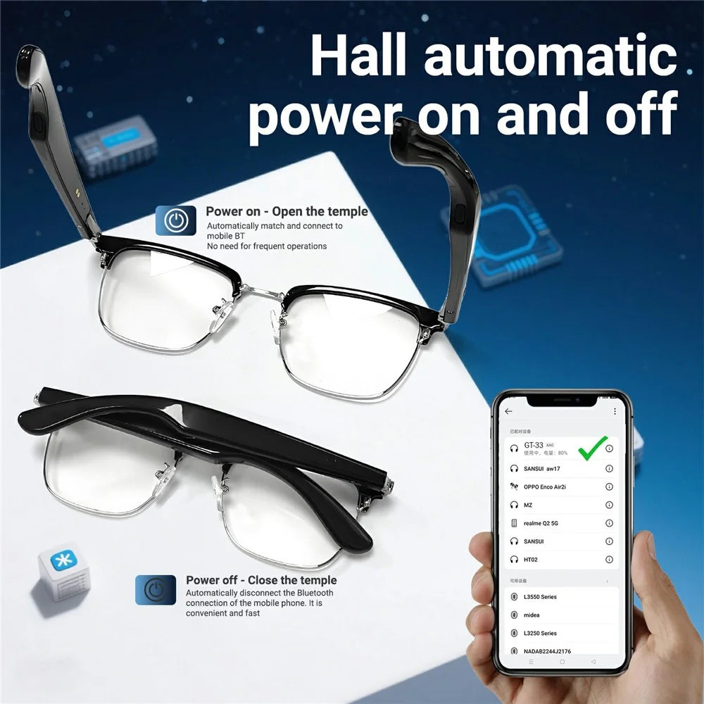 GT-33 AI Translation Smart Glasses Anti Blue Light Eyeglasses Support Bluetooth-compatible Music / Call - Gold+Tawny - 5