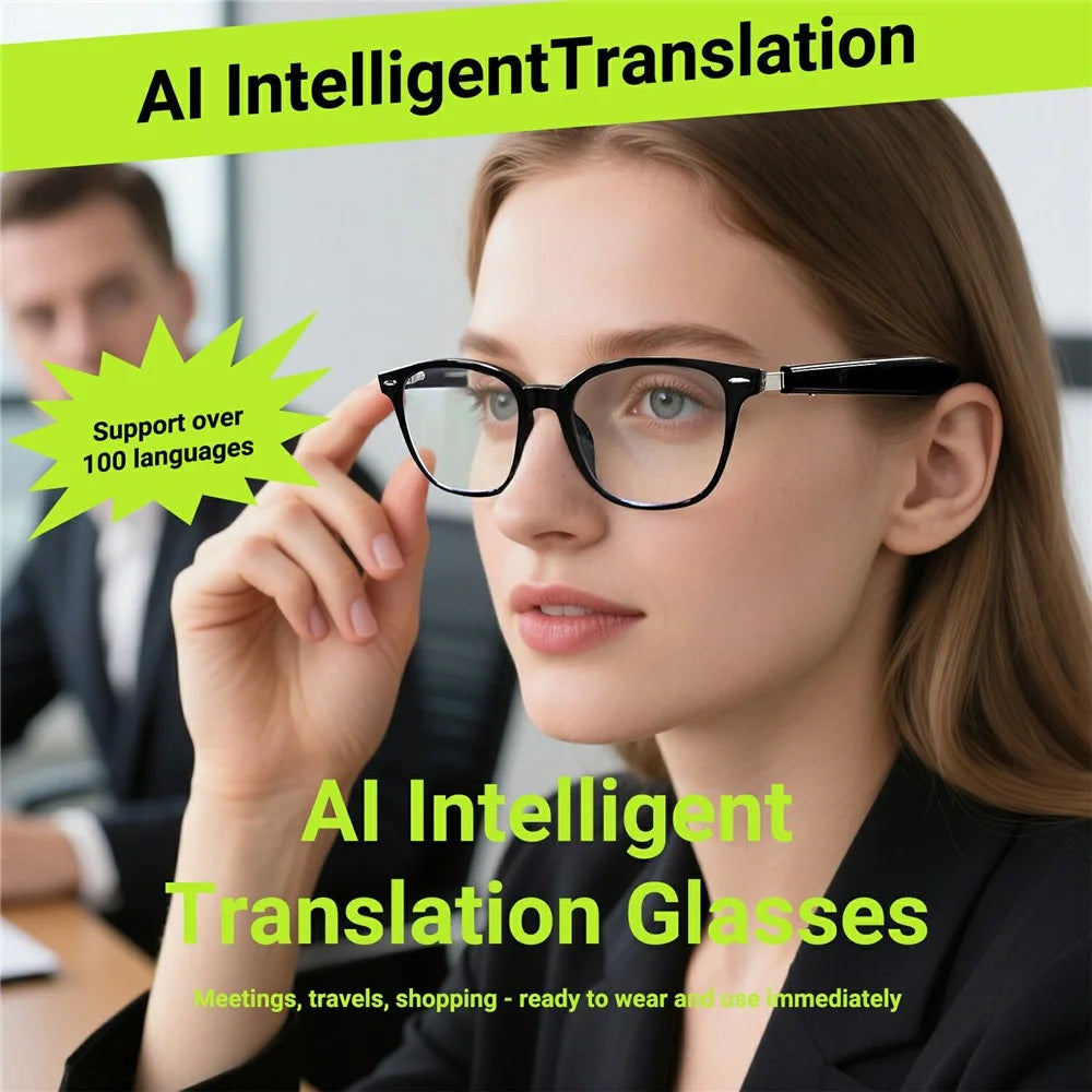 GT-35 AI Intelligent Translation Glasses Blue Light / UV Protection Bluetooth-compatible Music / Call Eyeglasses - Black+Anti Blue Light Lens - 3