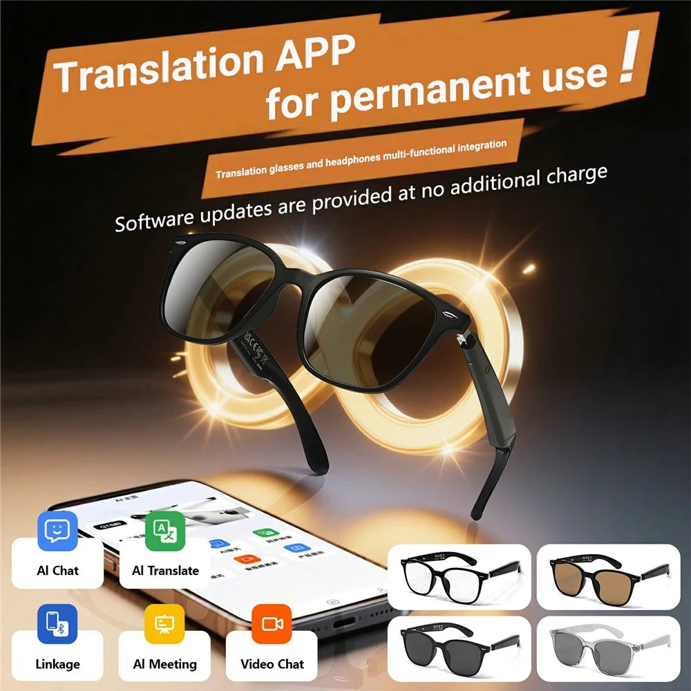 GT-35 AI Intelligent Translation Glasses Blue Light / UV Protection Bluetooth-compatible Music / Call Eyeglasses - Black+Anti Blue Light Lens - 4